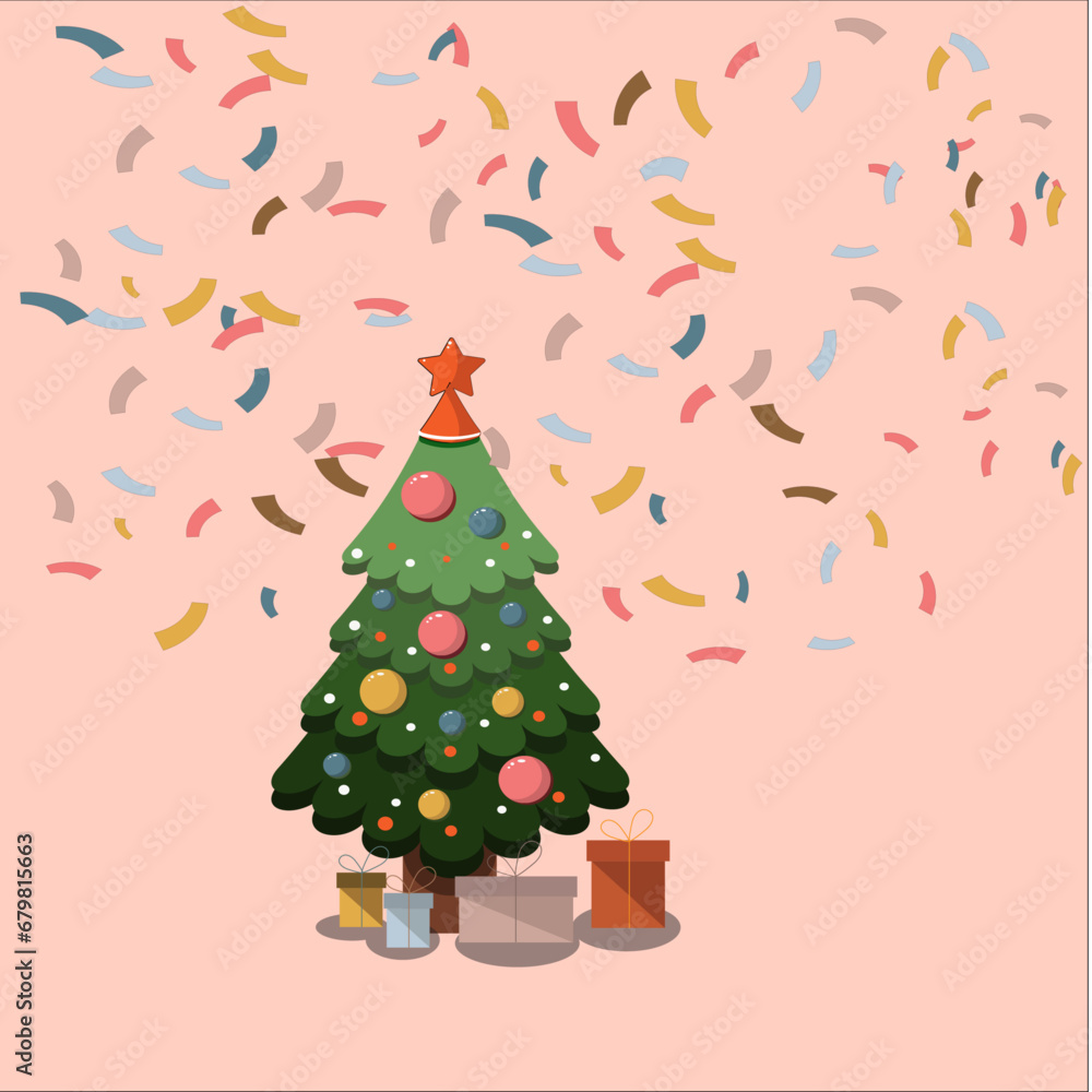 New Year tree with toys, gifts and canfits New Year tree with toys, gifts and canfits
