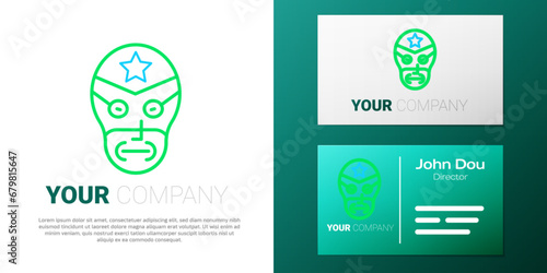 Line Mexican wrestler icon isolated on white background. Colorful outline concept. Vector