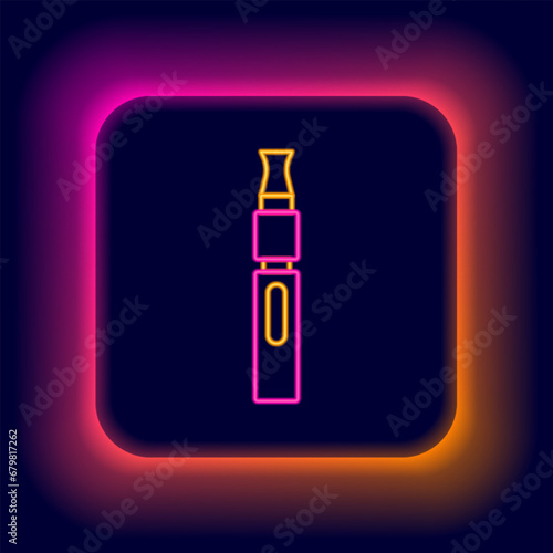 Glowing neon line Electronic cigarette icon isolated on black background. Vape smoking tool. Vaporizer Device. Colorful outline concept. Vector