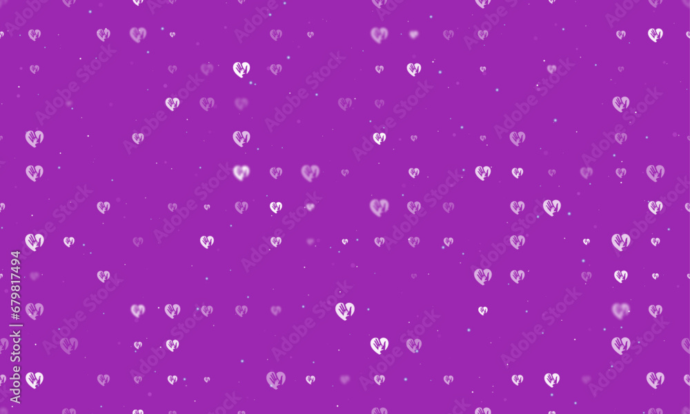 Seamless background pattern of evenly spaced white mom with baby symbols of different sizes and opacity. Vector illustration on purple background with stars Seamless background pattern of evenly spaced white mom with baby symbols of different sizes and opacity. Vector illustration on purple background with stars