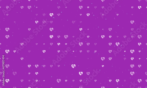 Seamless background pattern of evenly spaced white mom with baby symbols of different sizes and opacity. Vector illustration on purple background with stars