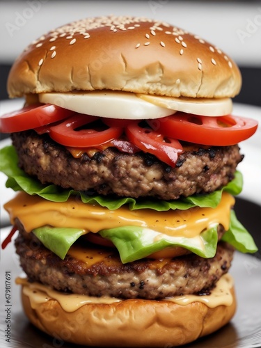 A Delicious Cheeseburger with Fresh Tomatoes and Crisp Lettuce