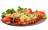 Lobster Thermidor food on transparent background.