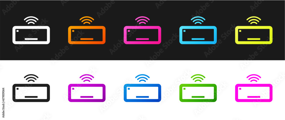 Set Computer keyboard icon isolated on black and white background. PC component sign. Vector