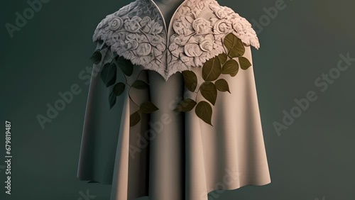 lacy florid trimmed mink cape. .