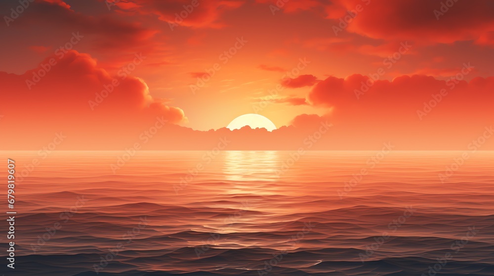 a sunset over water with clouds