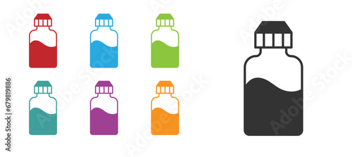 Black Vape liquid bottle for electronic cigarettes icon isolated on white background. Set icons colorful. Vector