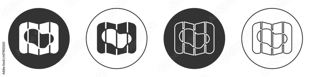 Black Map of Iceland icon isolated on white background. Circle button. Vector Black Map of Iceland icon isolated on white background. Circle button. Vector