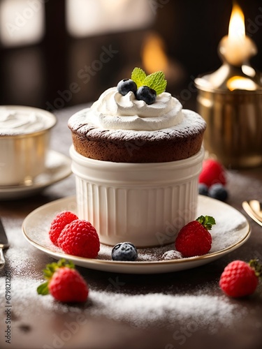 Delicious Cupcake Delight with Whipped Cream and Fresh Berries