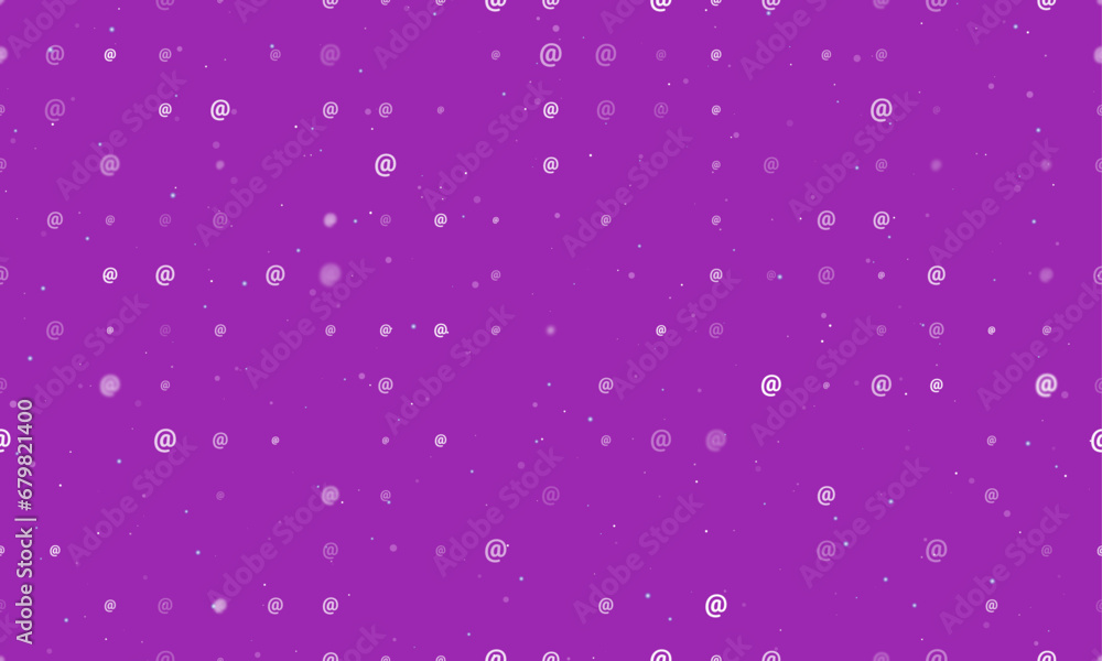 Seamless background pattern of evenly spaced white at symbols of different sizes and opacity. Vector illustration on purple background with stars Seamless background pattern of evenly spaced white at symbols of different sizes and opacity. Vector illustration on purple background with stars