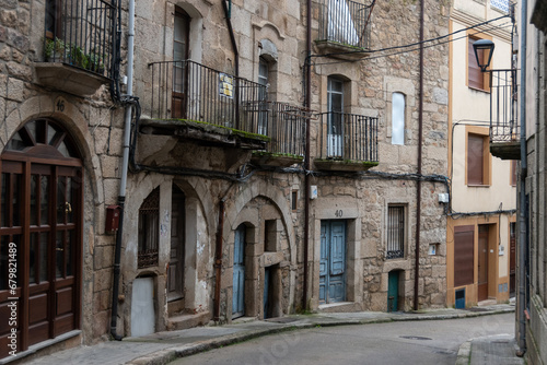 Calle de Fermoselle, pueblo de los Arribes del Duero en la provincia de Zamora, famoso por sus bodegas photo