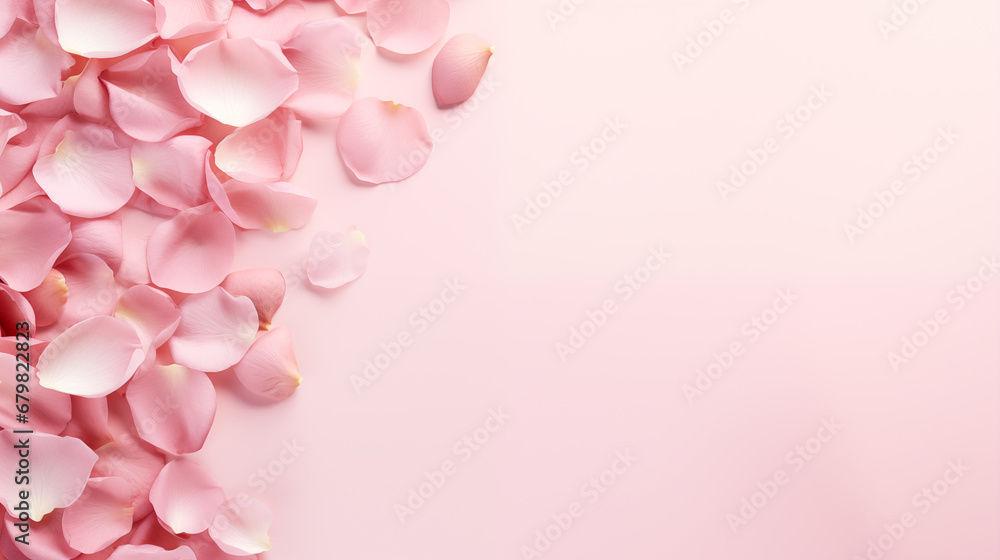 Pink rose petals on pink background
