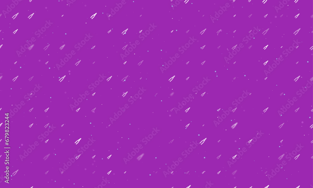 Seamless background pattern of evenly spaced white pliers symbols of different sizes and opacity. Vector illustration on purple background with stars Seamless background pattern of evenly spaced white pliers symbols of different sizes and opacity. Vector illustration on purple background with stars