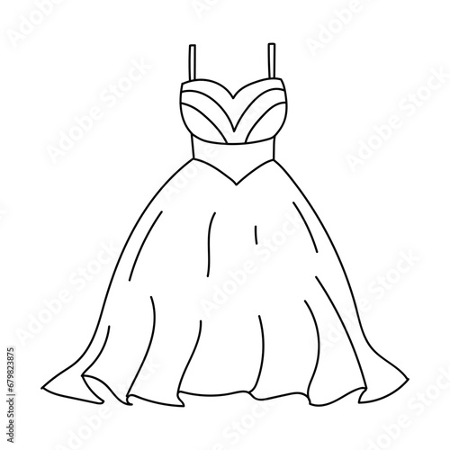 Fluffy doodle style dress on white background