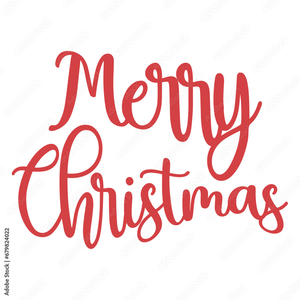 Colored merry christmas lettering Vector illustration
