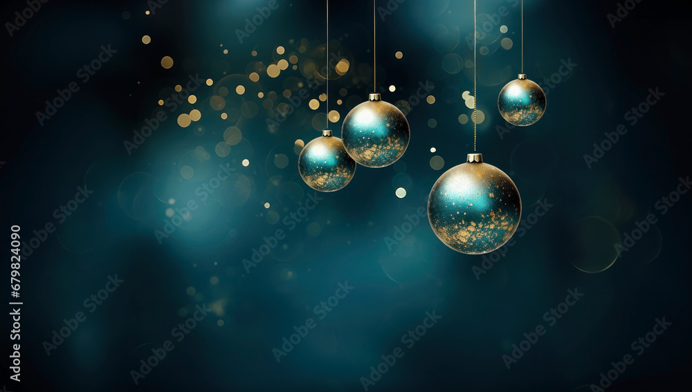 Celestial Celebration. Christmas balls hanged against a sparkling blue and gold backdrop Celestial Celebration. Christmas balls hanged against a sparkling blue and gold backdrop