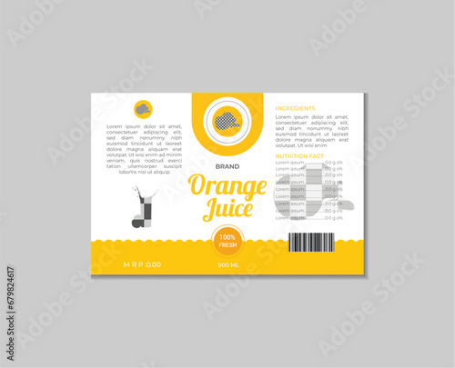 Orange Juice label design, soft drink bottle label design