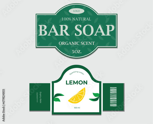 bar soap and lemon soap label set template design