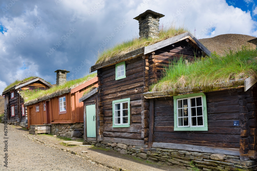 Historical wooden houses in the mining town of Røros, Norway Historical wooden houses in the mining town of Røros, Norway