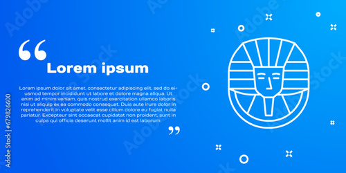 White line Egyptian pharaoh icon isolated on blue background. Vector