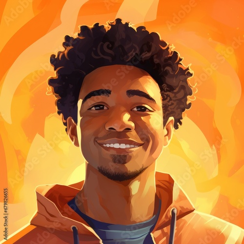 Empowered Young Man Grant Writer. Cartoon Portrait of Afro-Caribbean Grant Writer on Colored Background. UI UX Illustration Avatar for Character Design