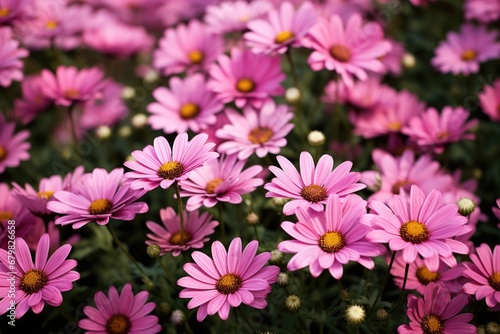 Pink Daisy Garden: A Beautiful Blooming Nature Scene of Pink Daisies in the Summer Garden