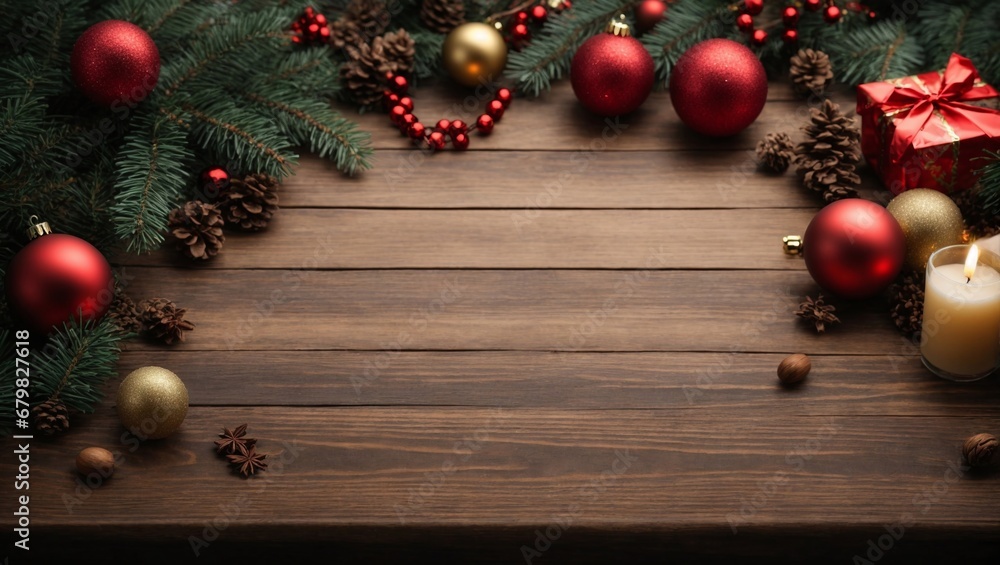 A Festive Holiday Table with Wooden Charm and Candlelit Decorations A Festive Holiday Table with Wooden Charm and Candlelit Decorations