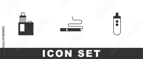 Set Vape mod device, Cigarette and Electronic cigarette icon. Vector