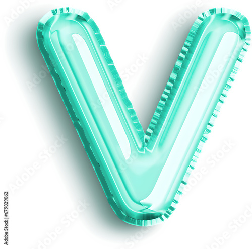 Turquoise Foil Balloon Letter V