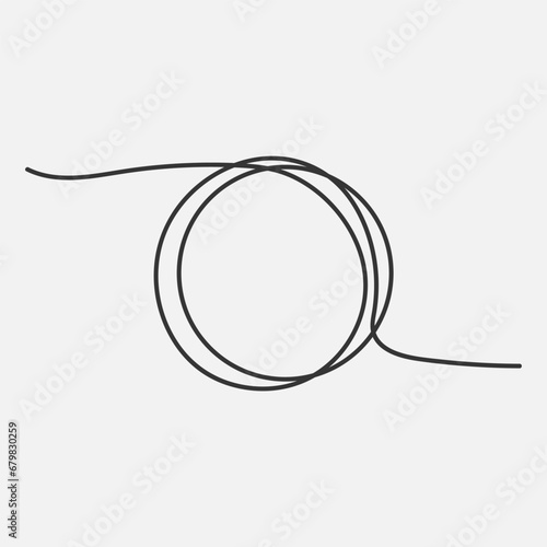 Continuous one line circle sketch. Hand drawn round frame. Vector