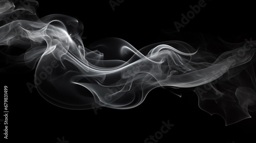 Realistic smoke isolated on black background, AI Generative.