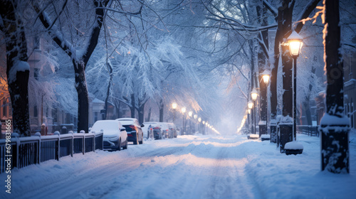 Snow-Covered City Street - Winter Night © AstralAngel