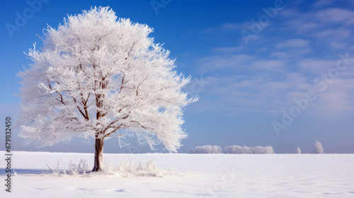 Solitary Snow-Covered Tree - Winter's Elegance