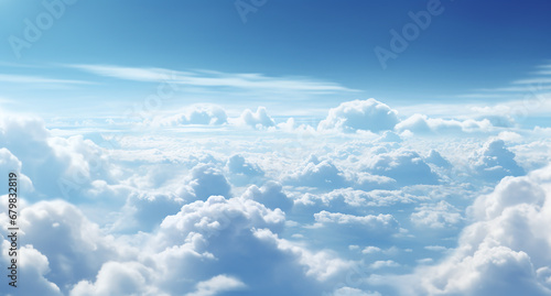 Aerial view of beautiful clouds in a blue sky