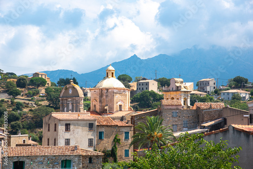 Typical village on Corsica, France. View of traditional houses in the inland of Corsica, France