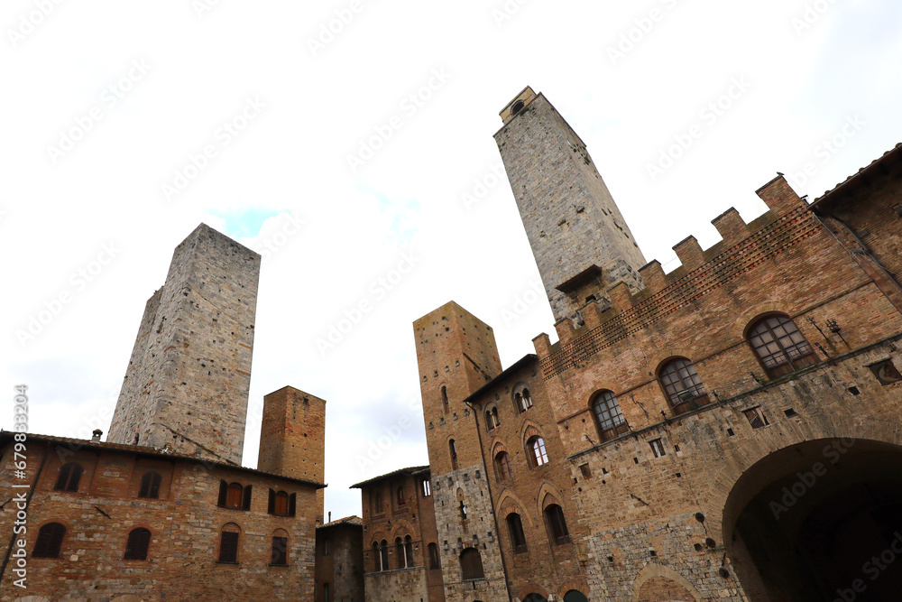 ancient towers made of masonry of the city of San Gimignano near Siena in central Italy