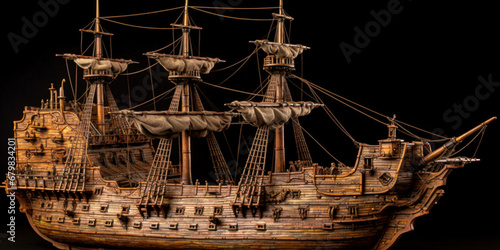 Spanish Galleon from the 17th Century. Generative AI.