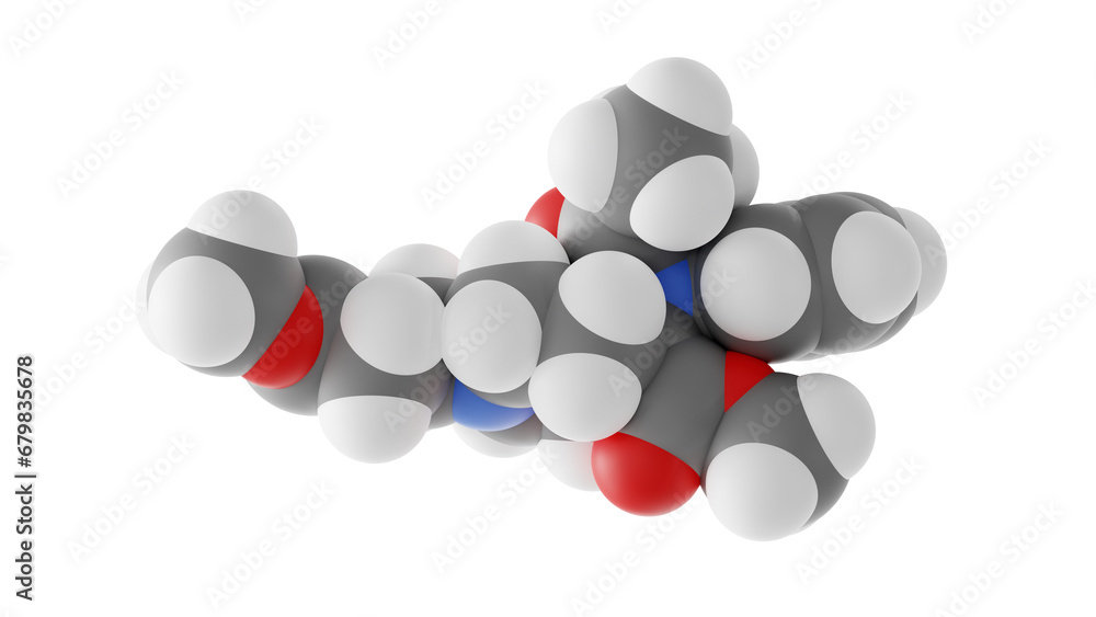 remifentanil molecule, opiate agonists, molecular structure, isolated 3d model van der Waals remifentanil molecule, opiate agonists, molecular structure, isolated 3d model van der Waals