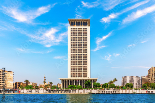 Obraz na płótnie Modern architecture of Cairo, buildings on the Nile, Egypt w salonie