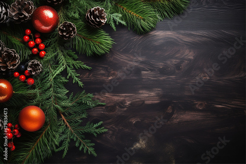 black and gold christmas decorations background, new year background with gold balls and decorations on the black background 