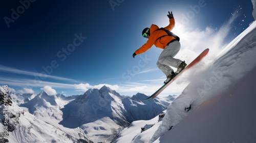 Snowboarder launching off a jump