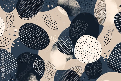 Abstract lithograph minimalist background seamless pattern, japandi wabi sabi, organic, geometric shapes. Generative AI, AI