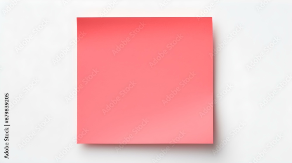 Light Red square Paper Note on a white Background. Brainstorming Template with Copy Space