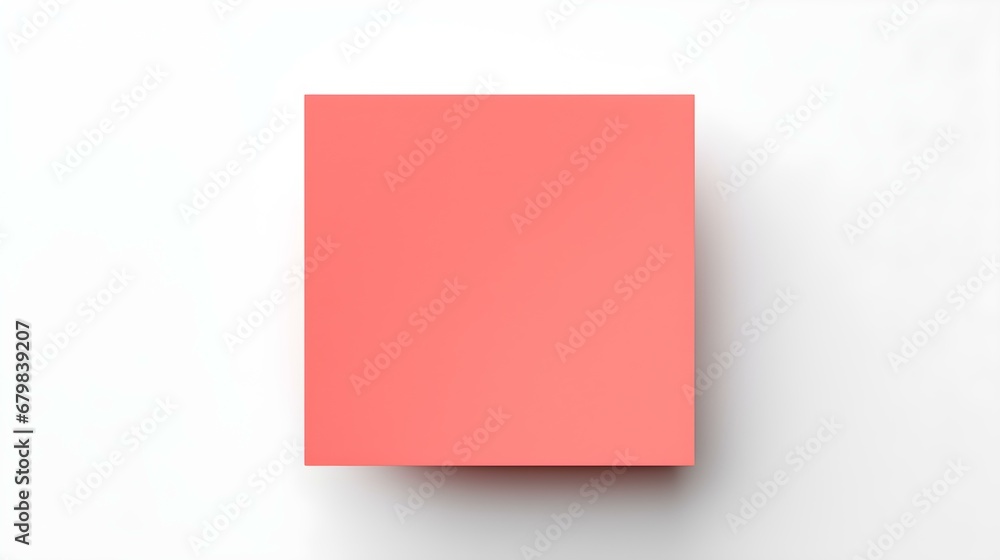 Light Red square Paper Note on a white Background. Brainstorming Template with Copy Space
