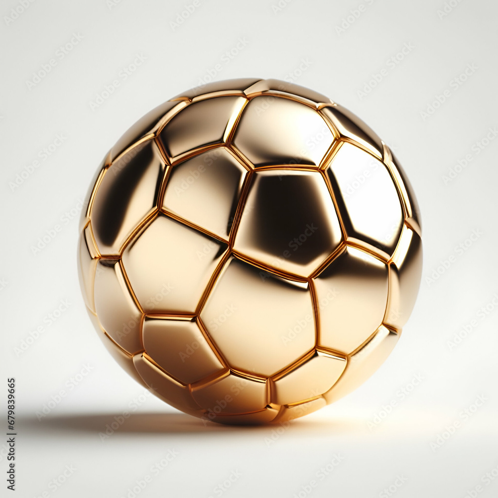 Fototapeta premium Golden soccer ball isolated on white background 