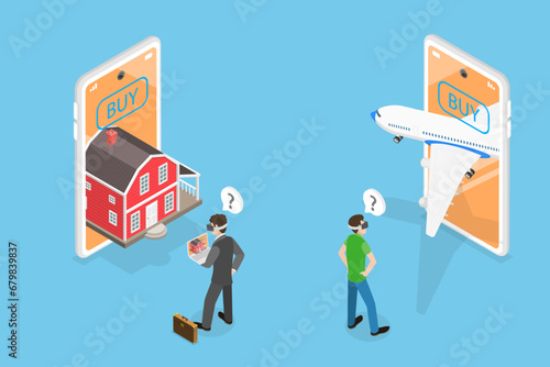 3D Isometric Flat Vector Illustration of Metaverse Property, Investment in Cyber Space