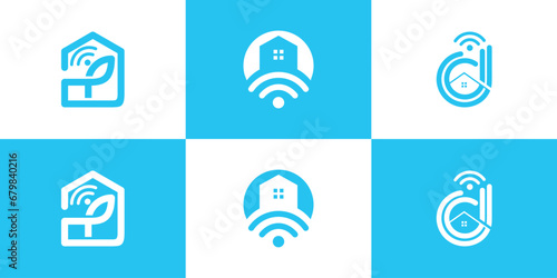 Vector minimalist smart home logo premium Premium Vector