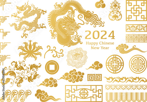 Chinese Vector Elements. Asian Ornament. Chinese New year. Traditional Pattern