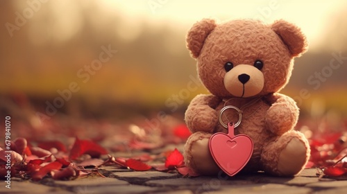 A teddy bear with a heart-shaped key, "You hold the key to my heart." © roman arts
