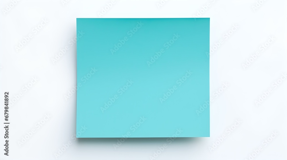 Turquoise square Paper Note on a white Background. Brainstorming Template with Copy Space